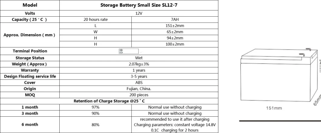 Tcs SL12-7 12V 7ah Maintenance Free Battery for Electrical Power Systems